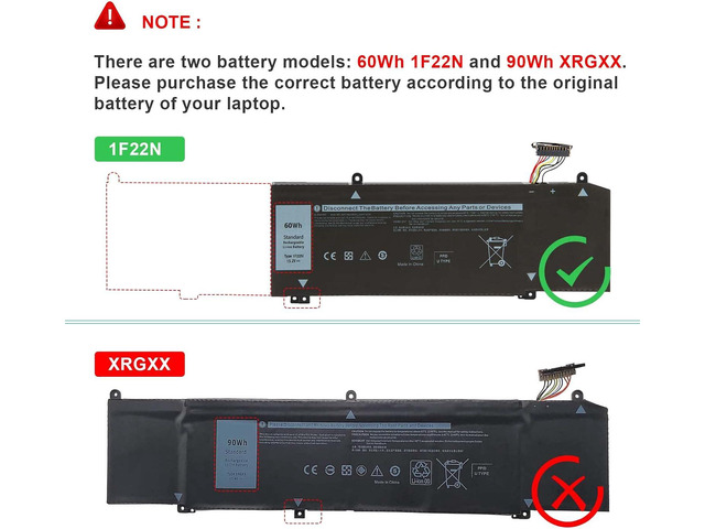 Futurebatt 1F22N 15.2V 60Wh New Laptop Battery Replacement for Dell Alienware M15 M17 R1 G7 7590 7790 G5 5590-D2783W D2743B D2865B D2863W D2842W...