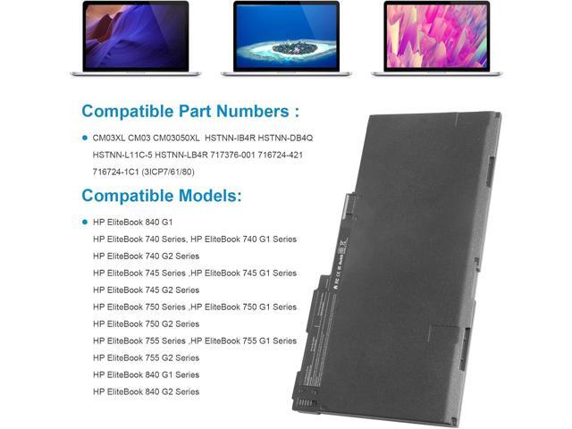 Futurebatt CM03XL Battery fit HP EliteBook 740 745 750 755 840 845 850 855 G1 G2 Series, fit HP ZBook 14 15u, P/N: HSTNN-DB4Q HSTNN-L11C-5...