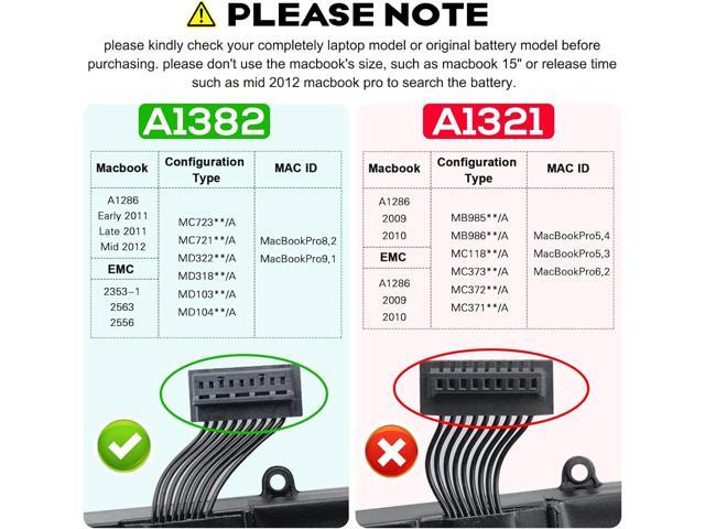 Futurebatt A1286 A1382 Laptop Battery for MacBook Pro 15 inch Mid 2012 Early 2011 Late 2011 Replacement for MacBook Pro 8,2 9,1