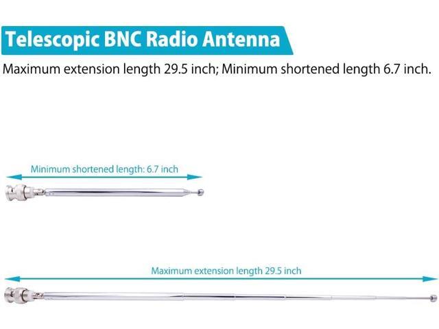 Fancasee (2 Pack) BNC Radio Antenna with BNC Male Plug Jack Connector Adapter Telescopic Stainless Steel HF VHF UHF BNC Antenna for Portable Mobile...