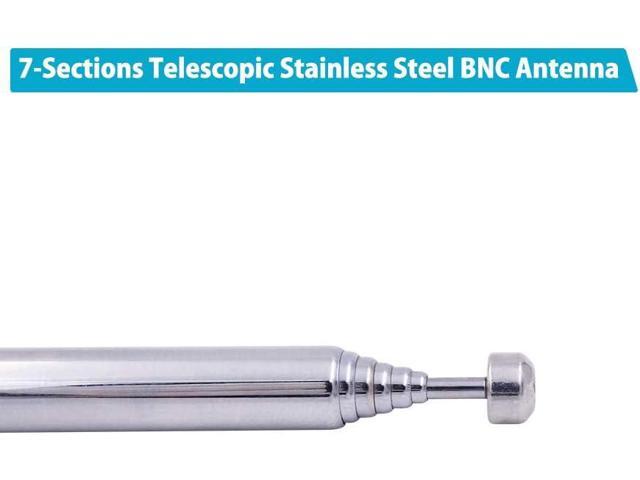Fancasee (2 Pack) BNC Radio Antenna with BNC Male Plug Jack Connector Adapter Telescopic Stainless Steel HF VHF UHF BNC Antenna for Portable Mobile...