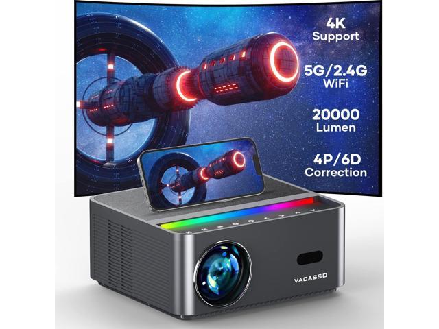 VACASSO Projector, Portable Outdoor Movie Projector with WiFi Bluetooth, Electric Focus, Native 1080P 4K Support, 500 ANSI, Touch Screen, Auto. photo