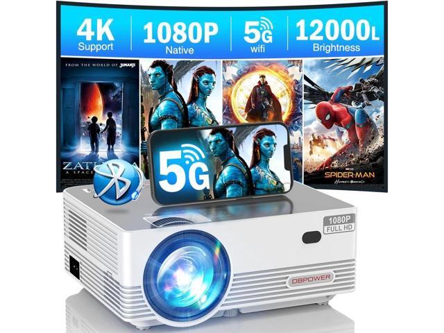 5G WiFi Bluetooth Projector, DBPOWER 12000L FHD 1080P Projector 4K Support, Outdoor Movie Projector Screen Mirror, Portable Mini Video Projector. photo