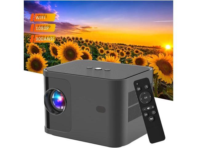 WiFi Projector Laptop Outdoor Projector PC Native 1080P 300ANSI 30-150 Picture Mini Portable Projector ElectricFocus Compatible with Android,iOS,. photo