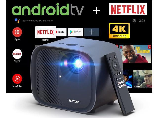 ETOE 1080P Smart Projector, Video Projector with 4K Android TV 10.0, Auto Focus, Auto Keystone, Dual 10W Speakers, Netflix-Certified, Chromecast,. photo