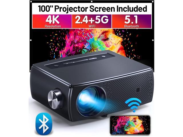 Projector, CLOKOWE 10000L 1080P HD 5G WiFi Bluetooth Projector, Portable Movie Projector with Screen, Home Theater Video Projector Compatible with. photo