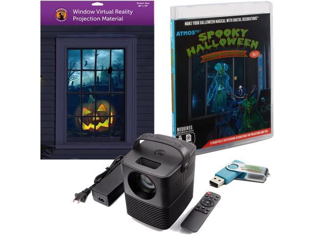Reaper Brothers Spooky Halloween Digital Decoration Kit Includes 9 AtmosFX Video Effects for Halloween Plus HD Super Bright Projector and 48 x 72. photo