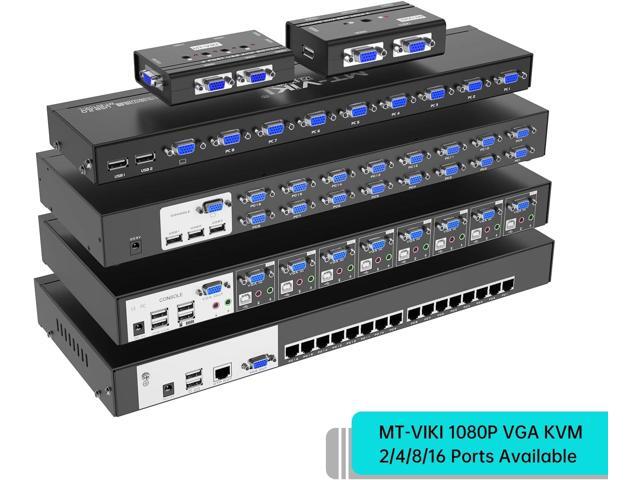 MT-VIKI VGA KVM Switch, 2 Port USB VGA KVM Switch for 2 Computers Share 1 Monitor Keyboard Mouse Printer, 2 KVM Cables
