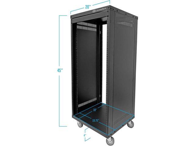 AxcessAbles RK 22U Rack-Mount Cabinet Case w/Caster Wheels (Compatible with US 5mm & European 6mm Rack Standards.) Rack for AV, DJ, Home Theater,...
