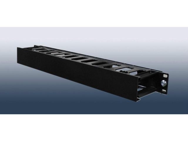1U Horizontal Rack Mount Cable Management Unit with Panel Plastic 19' Rack Mount