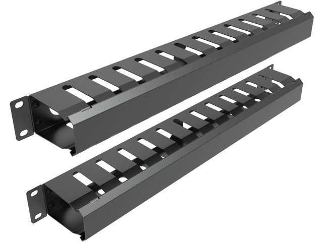 2 Pack of All Metal 1U Cable Manager with 12 Big Finger Slots Cable Management Horizontal Rack Mount for 19-inch Server Rack or Cabinet