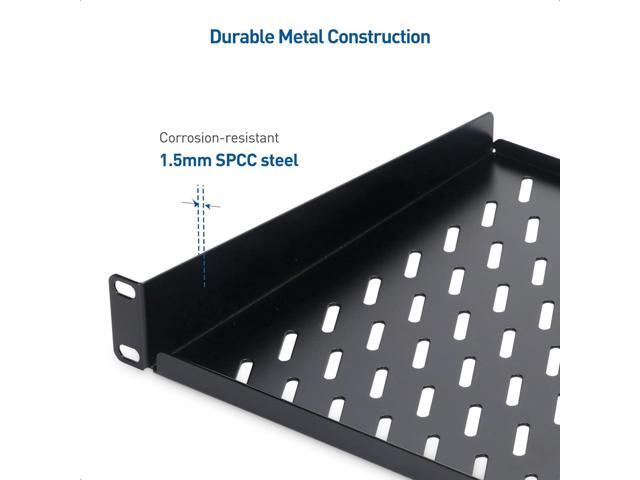 Cable Matters 1U Server Rack Shelf for 19' Rack & Cabinet, 10' Depth with 55lbs Weight Capacity (Rack Mount Shelf) in Black