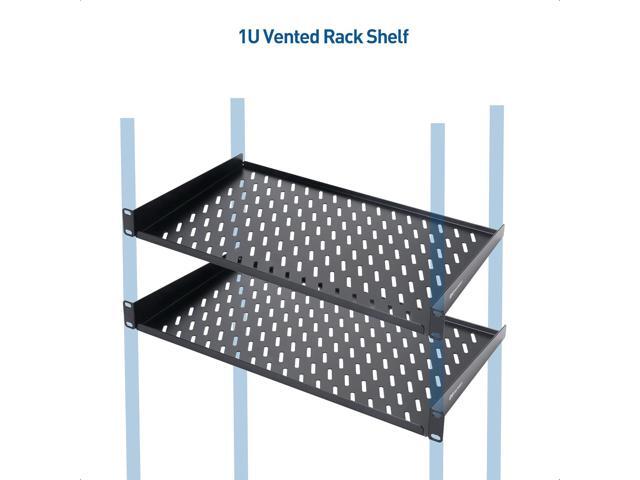 Cable Matters 1U Server Rack Shelf for 19' Rack & Cabinet, 10' Depth with 55lbs Weight Capacity (Rack Mount Shelf) in Black