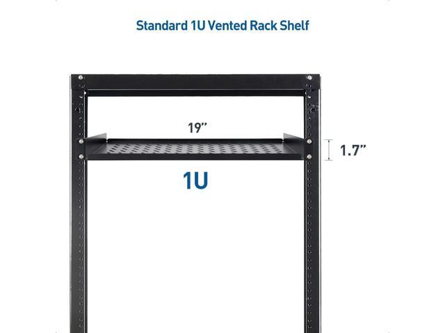 Cable Matters 1U Server Rack Shelf for 19' Rack & Cabinet, 10' Depth with 55lbs Weight Capacity (Rack Mount Shelf) in Black