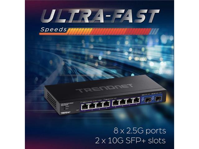 TRENDnet 10-Port Multi-Gig Web Smart Switch, 8 x 2.5GBASE-T Ports, 2 x 10G SFP+ Slots, Metal Housing, Managed Network Ethernet Switch, Lifetime...
