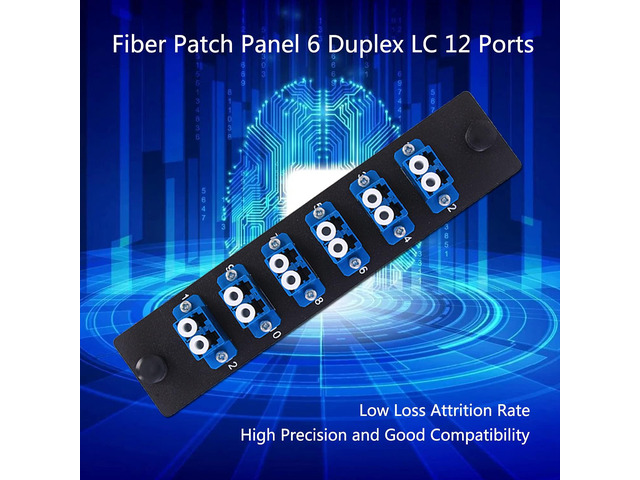 VFLTOOL 2PCS 6 Duplex LC Adapters LGX Footprint Fiber Patch Panel Loaded 12 Fiber Ports Couplers Enclosure - LC UPC Blue Compatible with SingleMode...