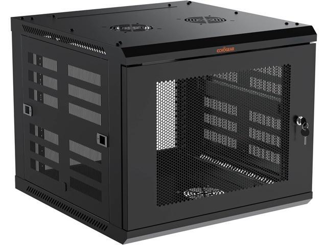 ECHOGEAR 9U Network Rack - Enclosed Wall Mount Rack Kit Includes 2X 1U Shelves, Pre-Mounted Fan, Lockable Door & Hardware - 600mm Depth Fits All...