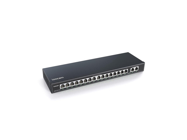 Loocam 16 Port Gigabit PoE Switch with 2 Gigabit Ethernet Uplink, 156W for 16 Port PoE+ 1000Mbps, IEEE802.3af/at Unmanaged Network Switch, Durable...