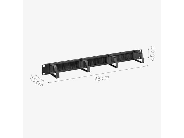 kwmobile 1U 19' Server Rack Cable Management Brackets (Pack of 3) - Steel Cable Organizers for Fiber Optic, Network, Patch Cables with Brushes