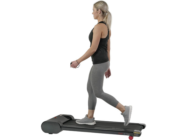 Sunny Health & Fitness Slim Walking Pad Treadmill for Under Desk or Home Office w/Optional Arm Exercisers or Automated Desk