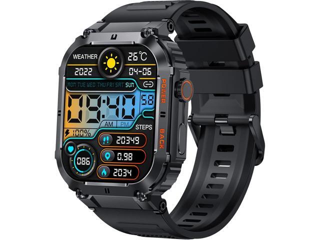 EIGIIS Military Smart Watches for Men 1.96 HD Big Screen Rugged Smart Watch (Answer/Dial Calls) Outdoor Tactical Sports Watch Fitness Tracker.