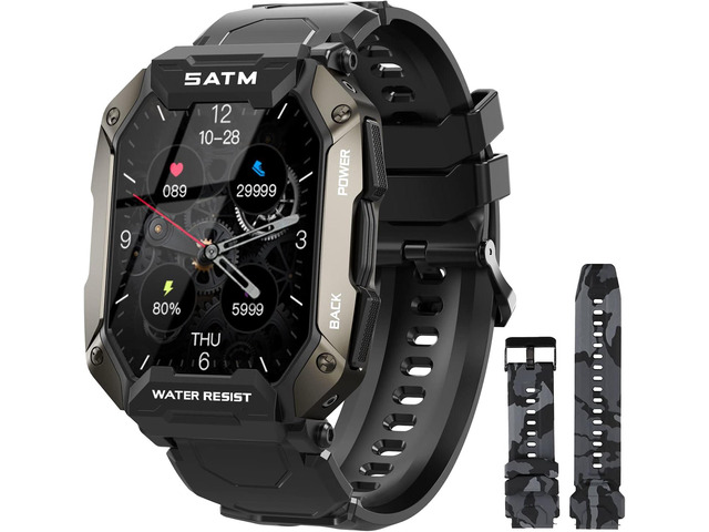 PYRODUM Military Smart Watch for Men, 5ATM Waterproof Rugged Smartwatch, 1.71' Fitness Watch Tracker with Heart Rate Blood Pressure,24 Sports...