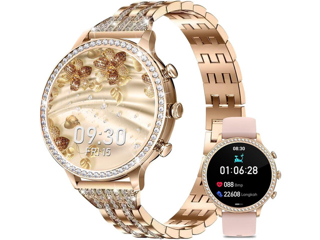 soinfo Smart Watch for Women with Answer/Make Call, Bluetooth Smartwatch for Android iOS Phones Blood Pressure Watch Sport Fitness Watch Waterproof...