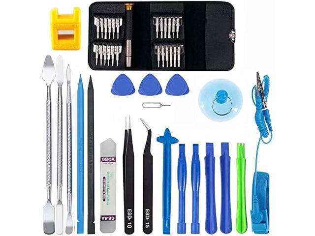 Electronics Screen Opening Pry Tool Repair Kit with Steel and Carbon Fiber Nylon Spudgers, Professional 46 in 1 Mobile Phone Screen Opening Repair...