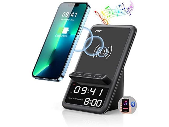 AFK Wireless Charging Station with Bluetooth Speaker and Alarm Clock, 4 in 1 Wireless Charger Compatible with iPhone 14 13 12 11 Pro Max...