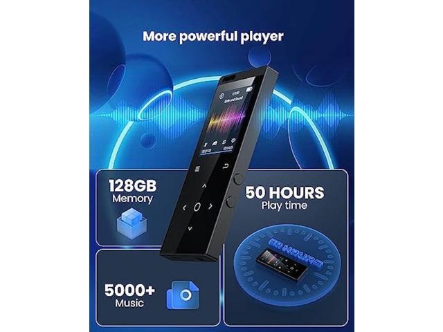 128GB MP3 Player, DODOSOUL Music Player with Bluetooth 5.2, Shuffle, Single Loop, FM Radio, Built-in HD Speaker, Voice Recorder, Mini Design, HiFi...
