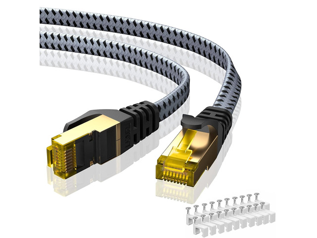 ARISKEEN Cat 8 Ethernet Cable 125 FT, 40Gbps 2000Mhz High Speed Cat8 Network LAN Patch Cord, Nylon Braided Heavy Duty Shielded RJ45 Flat Internet...