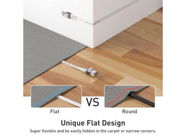 Cat 6a Ethernet Cable 50 Ft,Durable Flat Internet Network LAN Cable with 1.5Ft Short Patch Cord, Slim High Speed Gigabit Computer Wire with RJ45...