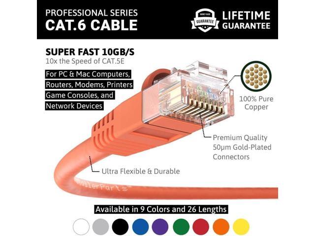 InstallerParts CAT6 Cable UTP Booted - Orange, 1 FT, 10 Pack - Professional Series - 10Gbps, Cat6 Patch Cable, Network, Internet