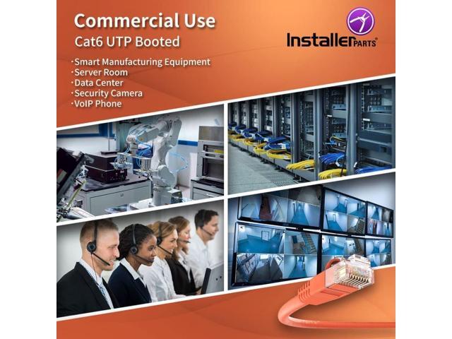 InstallerParts CAT6 Cable UTP Booted - Orange, 1 FT, 10 Pack - Professional Series - 10Gbps, Cat6 Patch Cable, Network, Internet