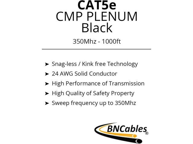 CAT5e (CMP) Plenum Cable, 1000FT 24AWG 4Pair, 350MHz Solid Network Cable Unshielded Twisted Pair (UTP), Available in Blue, White, Gray & Black...