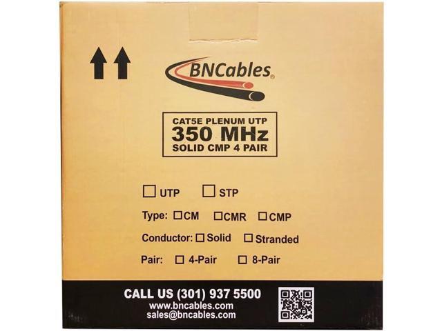 CAT5e (CMP) Plenum Cable, 1000FT 24AWG 4Pair, 350MHz Solid Network Cable Unshielded Twisted Pair (UTP), Available in Blue, White, Gray & Black...