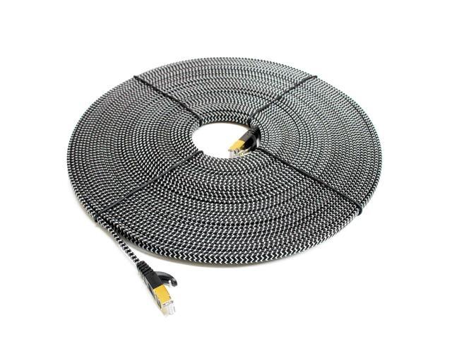 Tera Grand - 50FT - CAT7 10 Gigabit Ethernet Ultra Flat Patch Cable for Modem Router LAN Network - Braided Jacket, Gold Plated Shielded RJ45...