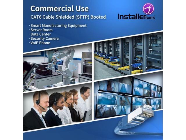 InstallerParts (10 Pack Ethernet Cable CAT6 Cable Shielded (SSTP/SFTP) Booted 0.5 FT - Blue - Professional Series - 10Gigabit/Sec Network/High...