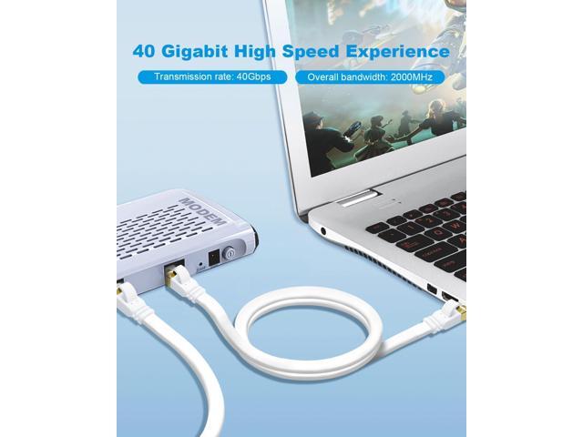 Yauhody CAT 8 Ethernet Cable, 6ft 2 pack Flat High Speed 40Gbps 2000MHz SFTP 26WAG Gigabit Network Internet LAN Patch Cord with Gold Plated RJ45...
