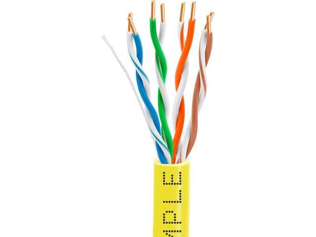 Cmple - Cat5e Plenum Cable 1000ft, CMP, Yellow, 350MHz Gigabit Ethernet Solid Network Internet Bulk UTP
