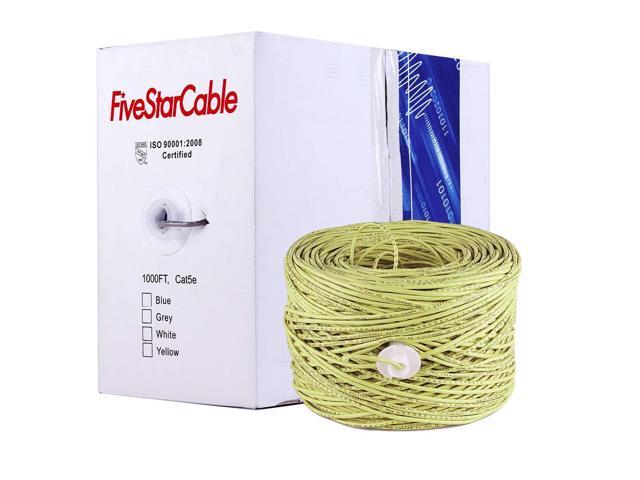 Cat5E 1000 Ft. UTP 24AWG CCA Twisted Pair Networking IP Ethernet Security Camera Bulk Cable Wire Pull Box - Yellow Color