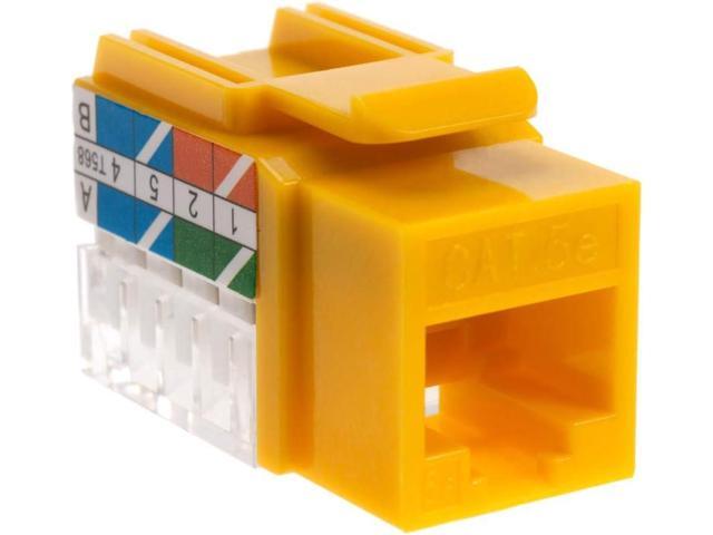 Cat5e Ethernet RJ-45 Keystone Jack Cat5 Punch-Down Network Yellow - Choose a Pack of 5/10/20/30 (10)