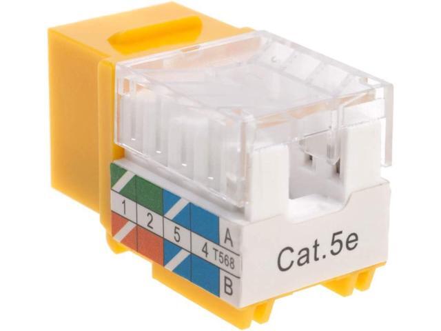 Cat5e Ethernet RJ-45 Keystone Jack Cat5 Punch-Down Network Yellow - Choose a Pack of 5/10/20/30 (10)