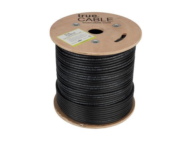 trueCABLE Cat6 Direct Burial, Shielded FTP, 500ft, Waterproof, Outdoor Rated CMX, Black, 23AWG Solid Bare Copper, 550MHz, PoE++ (4PPoE), ETL...
