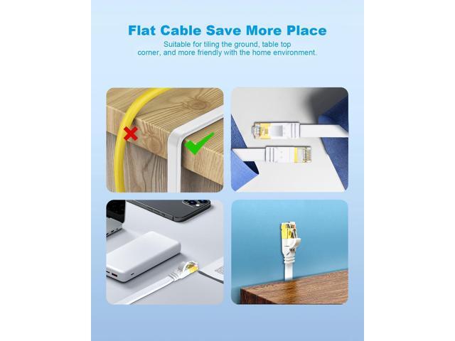Yauhody CAT 8 Ethernet Cable, 6ft 2 pack Flat High Speed 40Gbps 2000MHz SFTP 26WAG Gigabit Network Internet LAN Patch Cord with Gold Plated RJ45...