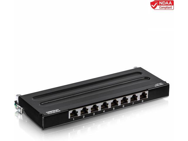 TRENDnet 8-Port Cat6A Shielded Patch Panel, Wall Mount Ready, 10G Ready, Cat5e,Cat6,Cat6A Compatible, Metal Housing, Color-Coded Labeling for T568A...
