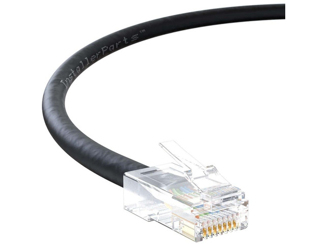 InstallerParts (50 Pack Ethernet Cable CAT5E Cable UTP Non-Booted 15 FT - Black - Professional Series - 1Gigabit/Sec Network/Internet Cable, 350MHZ