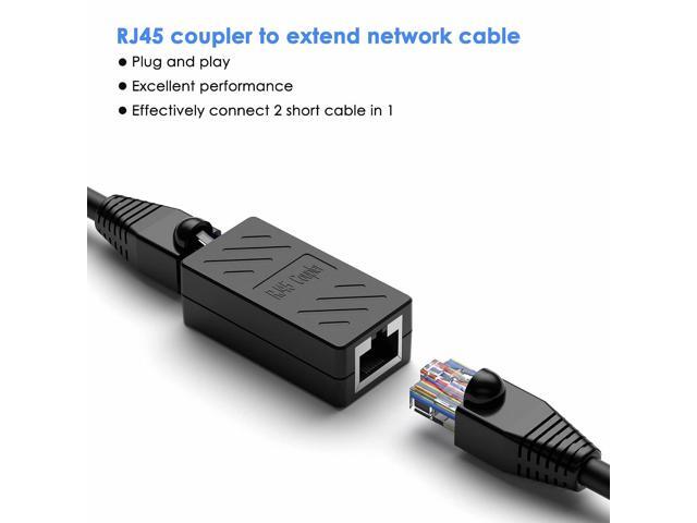 Dingsun RJ45 Coupler, Ethernet Extender Female to Female Ethernet Coupler for Cat7/ Cat6/ Cat5/ Cat5e(20Pack, Black)