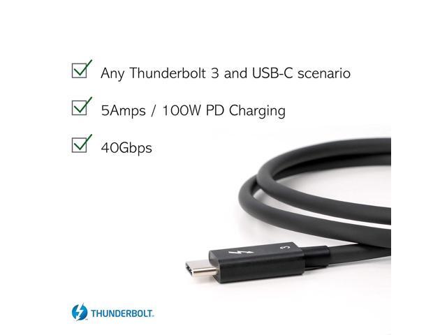 Plugable Thunderbolt 3 Cable 40Gbps Supports 100W (20V, 5A) Charging, 2.6ft / 80cm Thunderbolt-Certified USB C Compatible - Driverless