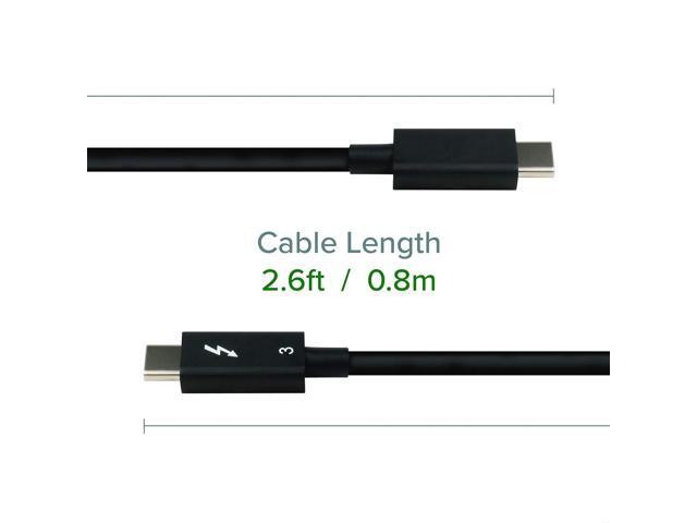Plugable Thunderbolt 3 Cable 40Gbps Supports 100W (20V, 5A) Charging, 2.6ft / 80cm Thunderbolt-Certified USB C Compatible - Driverless